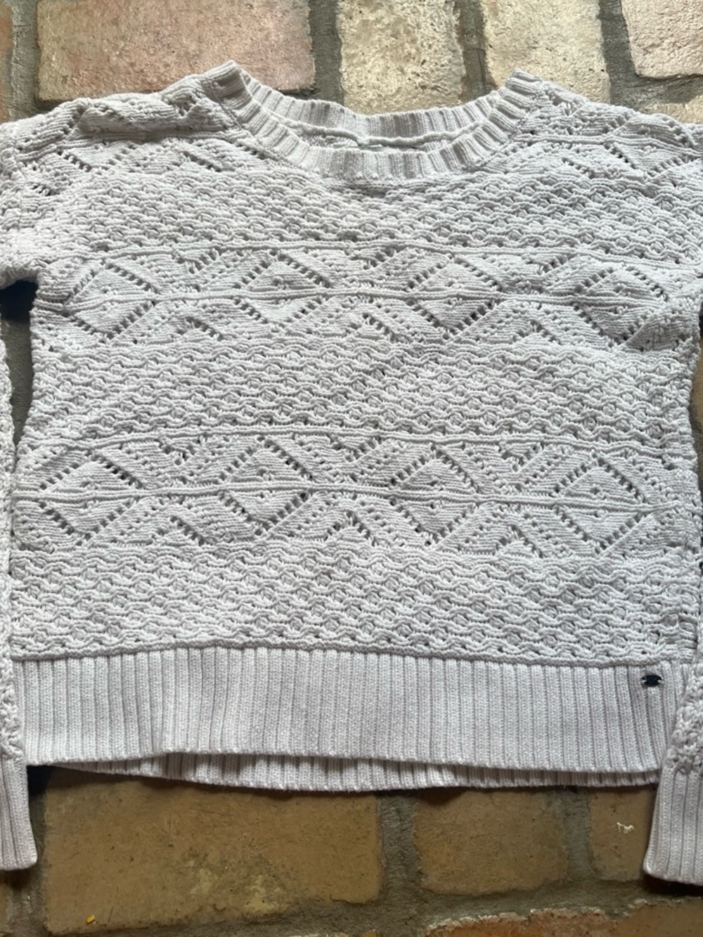 American Eagle Outfitters Cream Open-Weave Crewneck Sweater